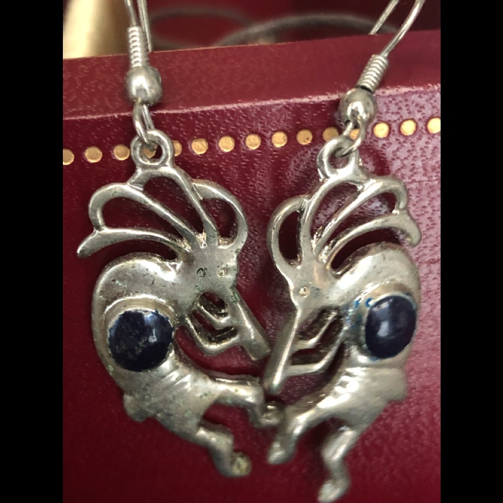Navajo KOKOPELLI DANCER SS dangle earrings